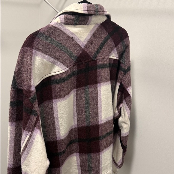 ZARA Womens Plaid Shacket in Cream/Purple￨Size Medium - Picture 9 of 12